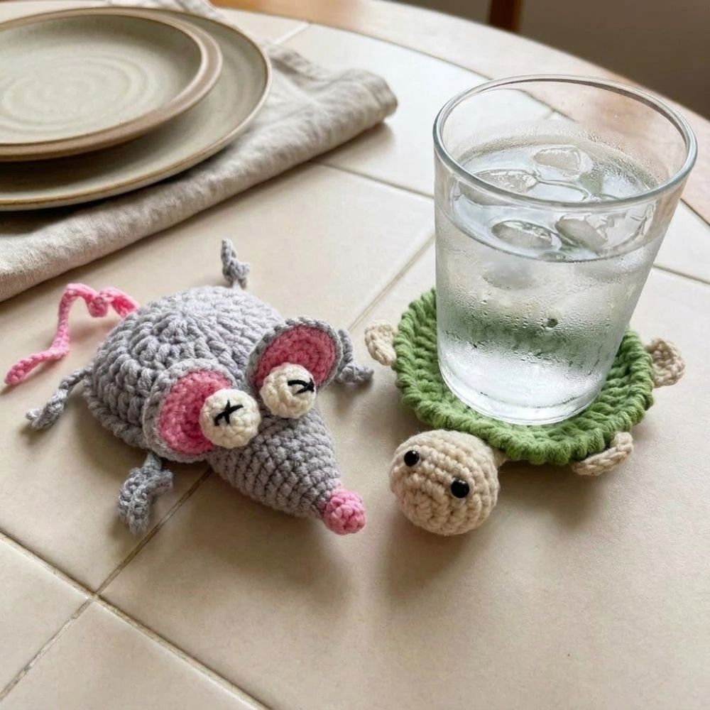 Funny Crochet Turtle Coaster H - Water Dish Reptile 评论和价格